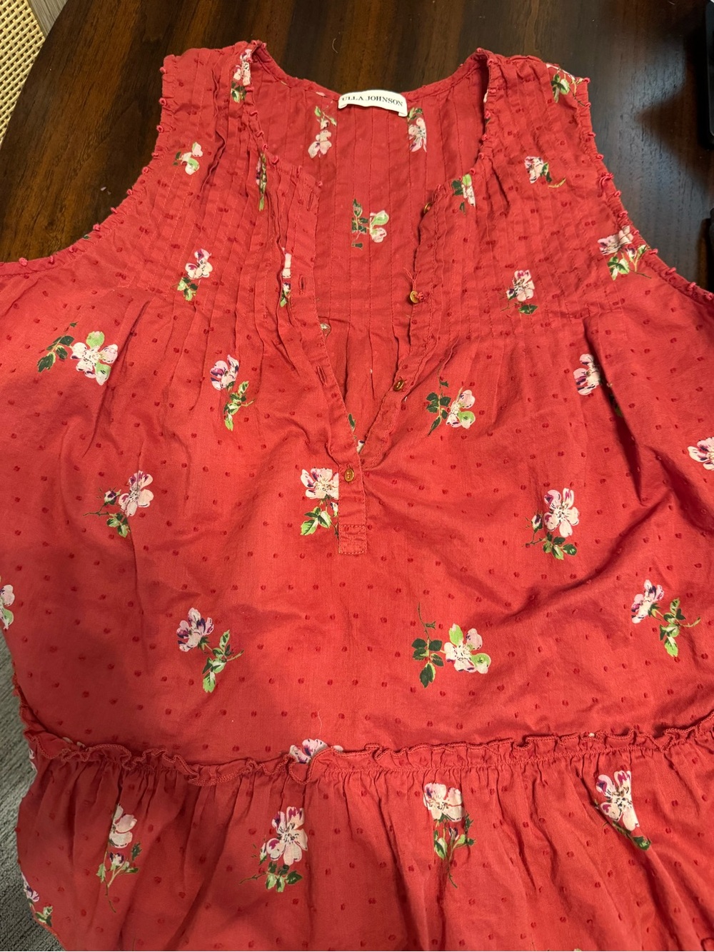 Ulla Johnson Red Floral Sleeveless Top